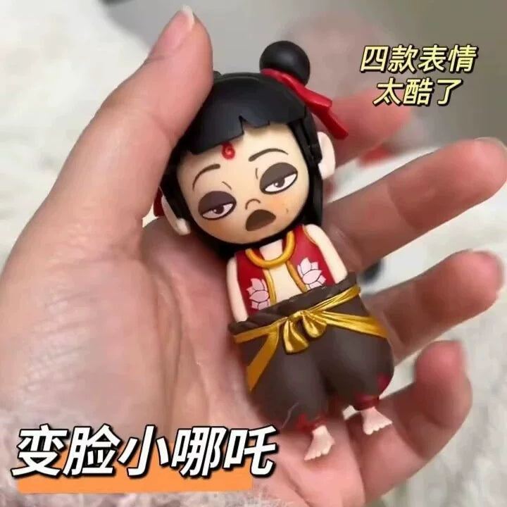 哪咤变脸玩具魔童降世电影周边变形儿童玩具按压变脸创意公仔手办