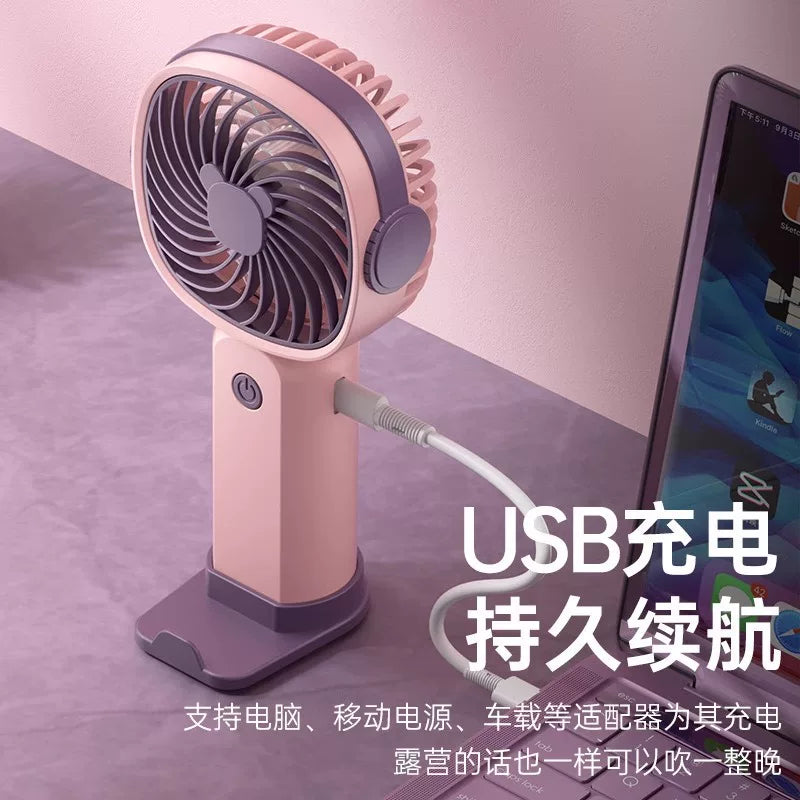 2024新款手持便携静音小风扇USB充电多功能风扇跨境外贸礼品批发