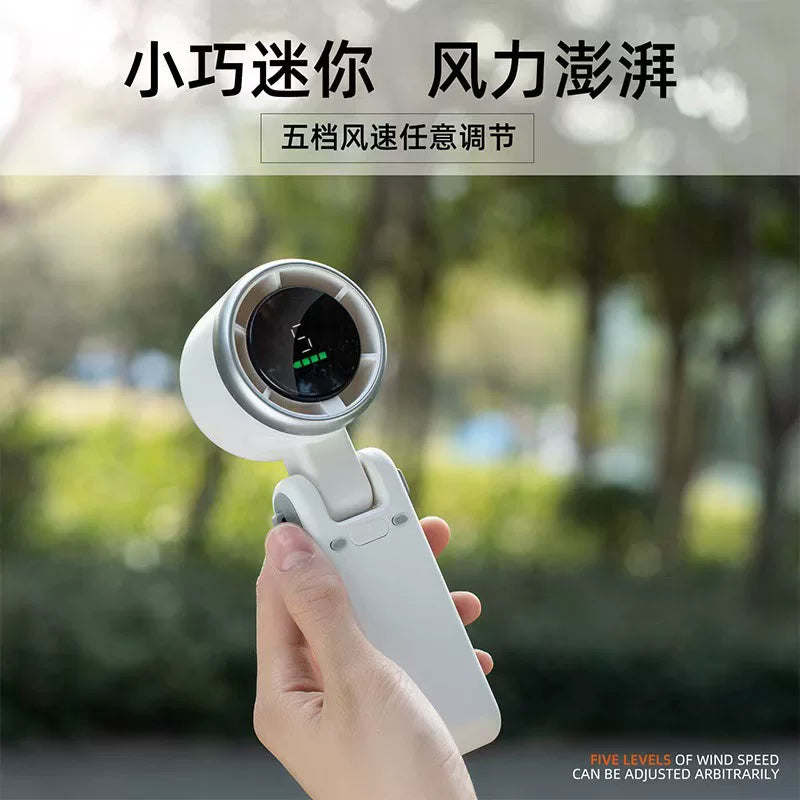 跨境爆款N607折叠高速手持风扇 usb充电便携式挂脖暴力涡轮小风扇