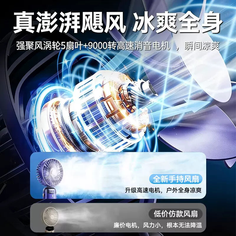 手持小风扇超长续航静音办公室桌上usb电风扇便携式随身充电风扇小型宿舍桌面迷你学生户外挂脖吹辅食小电F扇