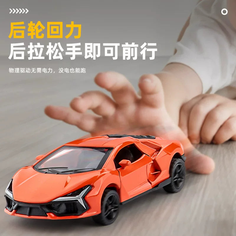 1:43儿童金属汽车玩具礼物摆件男孩回力跑车跨境批发合金仿真车模