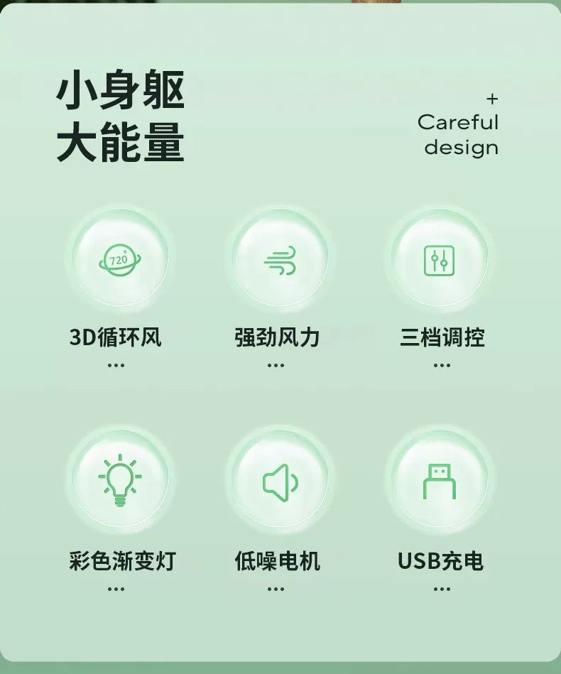跨境小风扇办公室桌面空气循环扇小型usb充电电风扇便携冷风扇