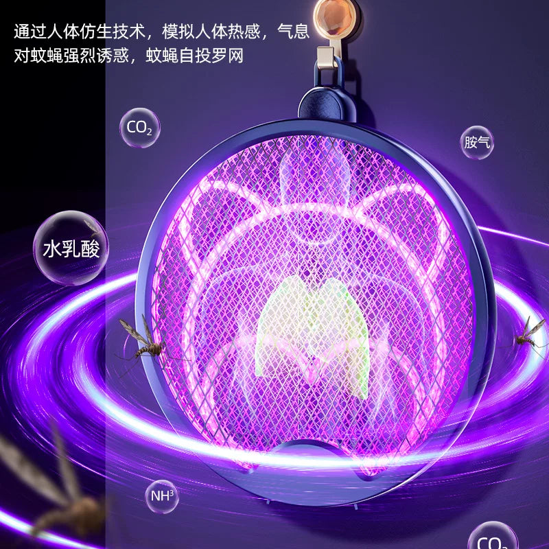 电蚊拍充电家用锂电池二合一灭蚊折叠挎壁电蚊拍一件代发跨境礼品