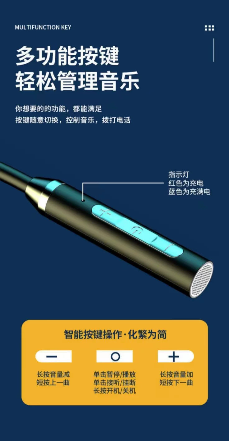 新款蓝牙耳机入耳式挂脖运动耳机超长待机续航厂家批发通用手机华