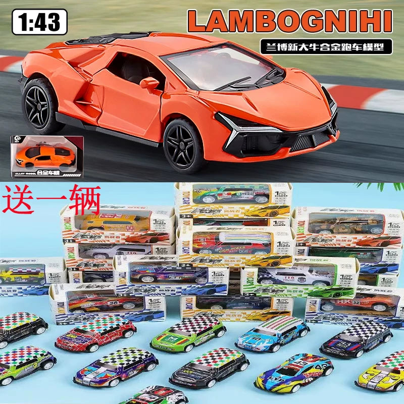 1:43儿童金属汽车玩具礼物摆件男孩回力跑车跨境批发合金仿真车模