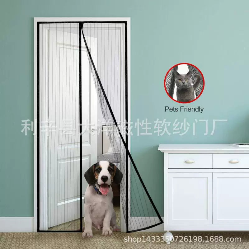 魔术金刚门帘夏季加密高档打孔家用自吸磁铁隔断静音防蚊纱门纱窗