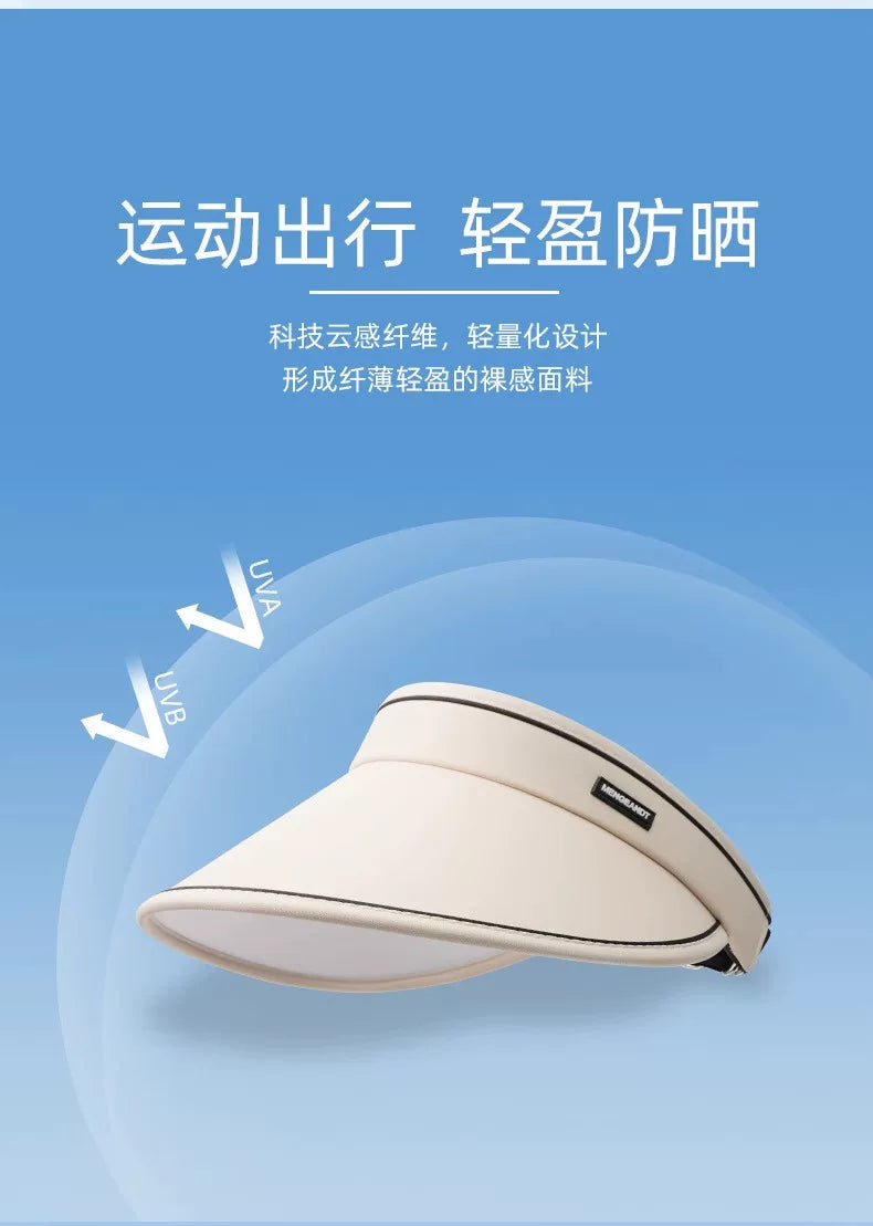 夏季大帽檐骑车防紫外线空顶防晒帽女uv太阳帽子遮阳帽遮脸运动帽